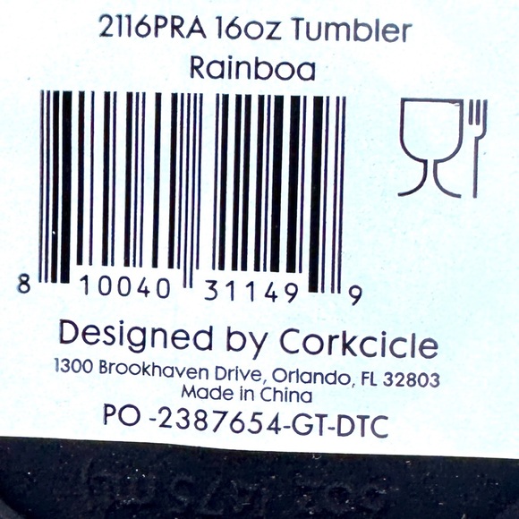 CORKCICLE rainboa TUMBLER snakeskin print iridescent rainbow EXTRA LID NEW 16oz - Picture 7 of 10